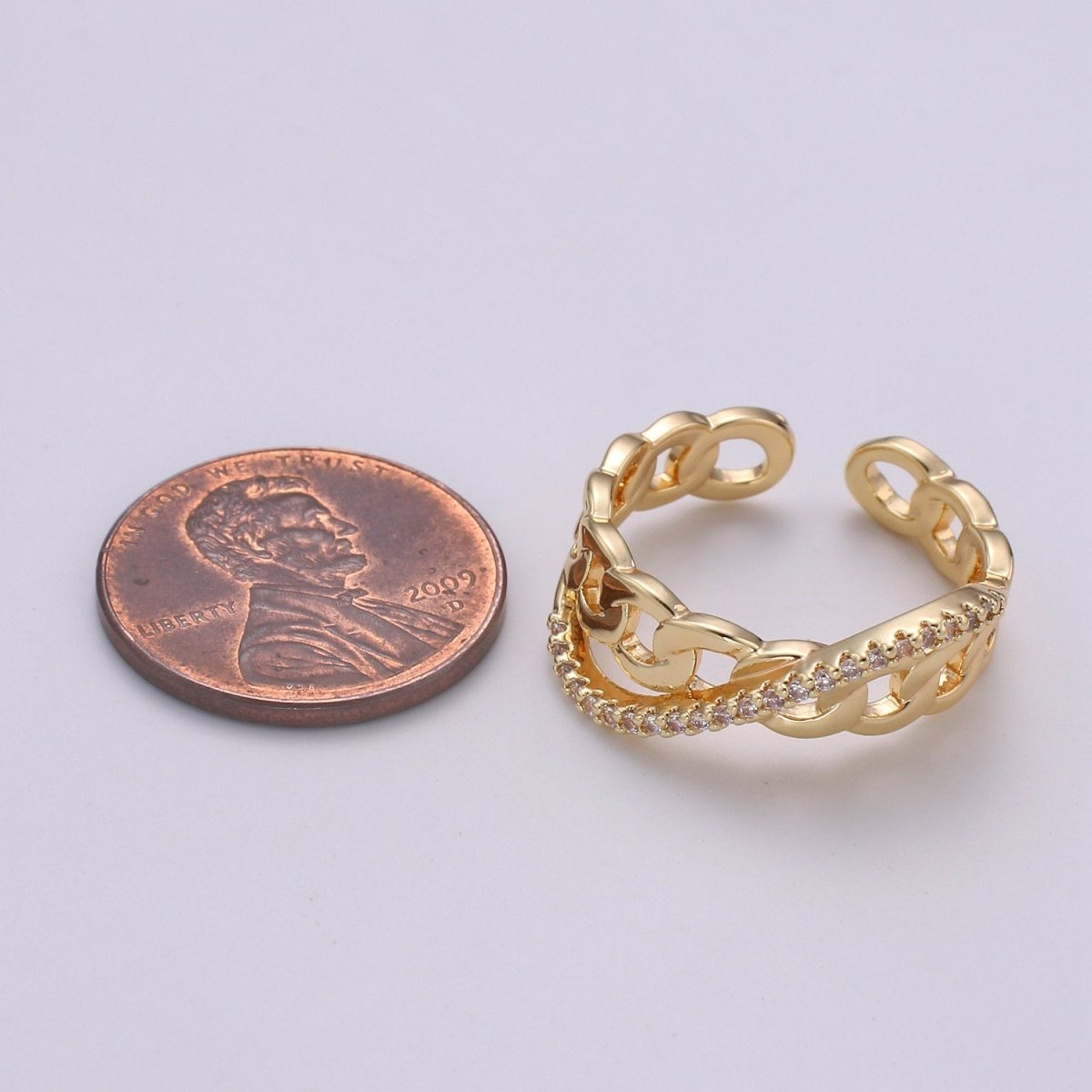 Cz Chain Ring - Curb Chain Ring - Gold Ring - Stackable Rings - Minimalist Ring - Twist Chain Ring - Statement Ring - Layering Ring  R-152