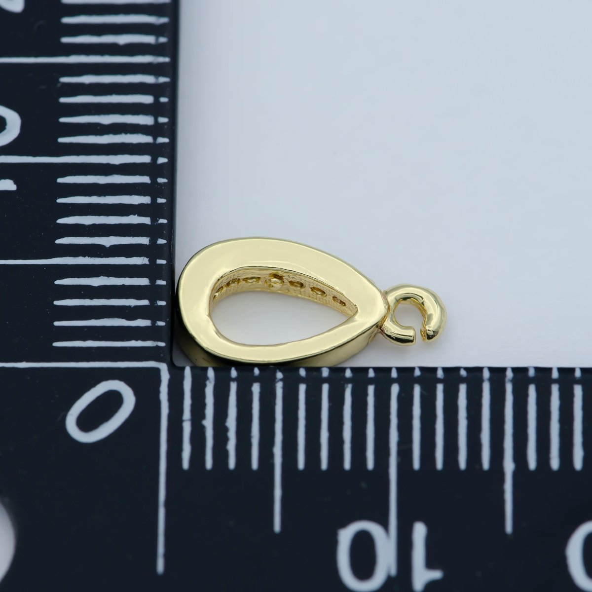 CZ Gold Bails, 12×6.5mm, Micro Pave Cubic Zirconia Bail for Charm Pendant Holders add on Supply Findings M-360