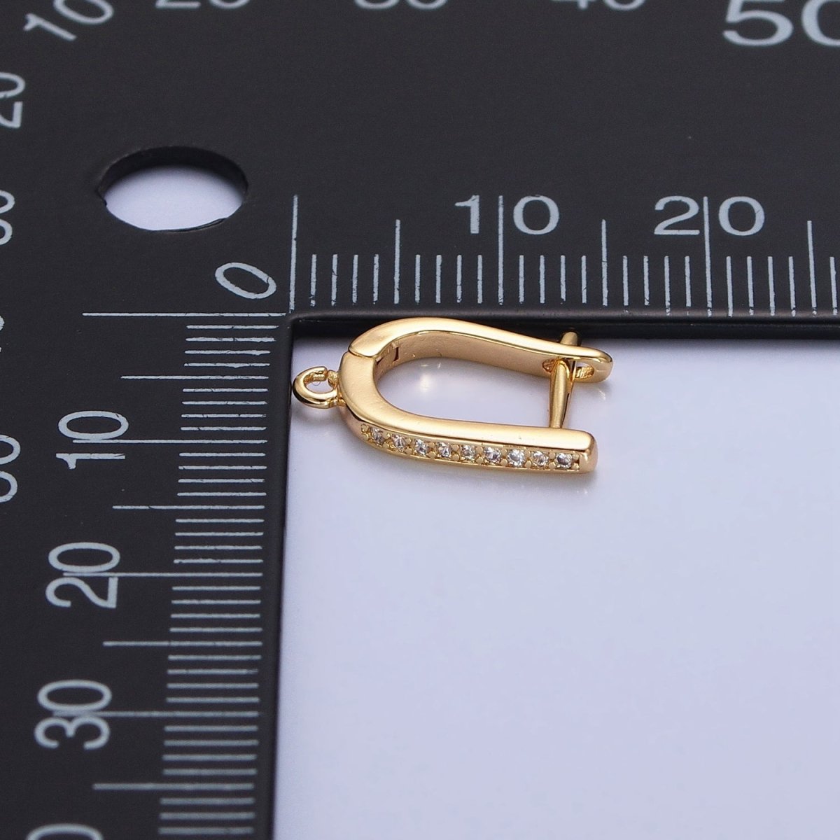 CZ Gold Huggie Earring one touch w/ open link Gold / Silver Earring Lever back earring making Supply Z-160 Z-159