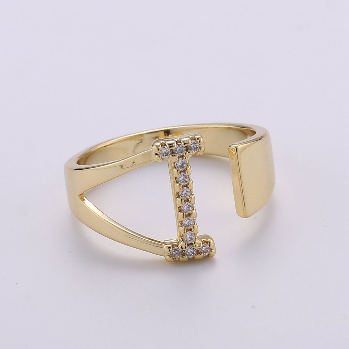 Cz Initial Gold Ring Alphabet Ring Gold Stacking Ring Adjustable Ring Letter Ring Vintage Gold Rings Initial Ring Thumb Ring Open Ring R-396-R-421