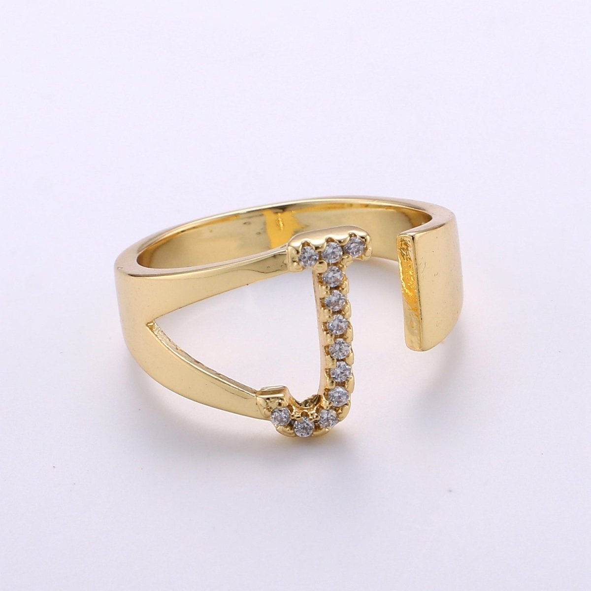 Cz Initial Gold Ring Alphabet Ring Gold Stacking Ring Adjustable Ring Letter Ring Vintage Gold Rings Initial Ring Thumb Ring Open Ring R-396-R-421