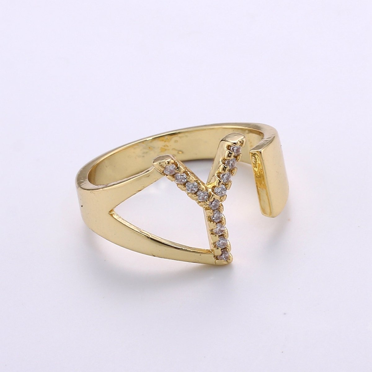 Cz Initial Gold Ring Alphabet Ring Gold Stacking Ring Adjustable Ring Letter Ring Vintage Gold Rings Initial Ring Thumb Ring Open Ring R-396-R-421