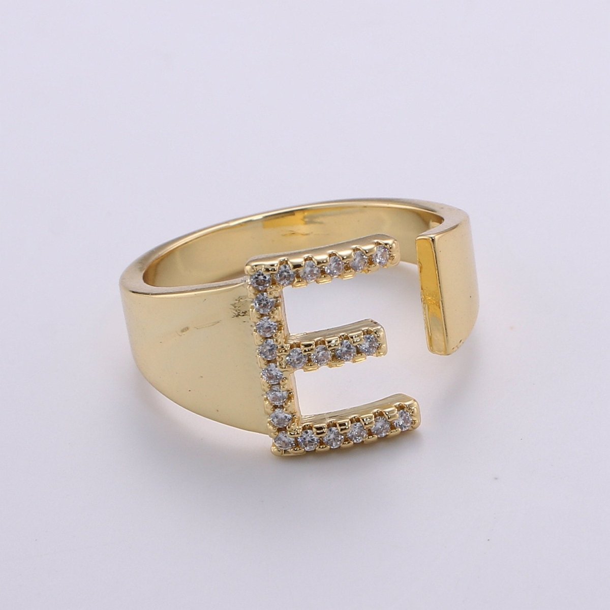 Cz Initial Gold Ring Alphabet Ring Gold Stacking Ring Adjustable Ring Letter Ring Vintage Gold Rings Initial Ring Thumb Ring Open Ring R-396-R-421