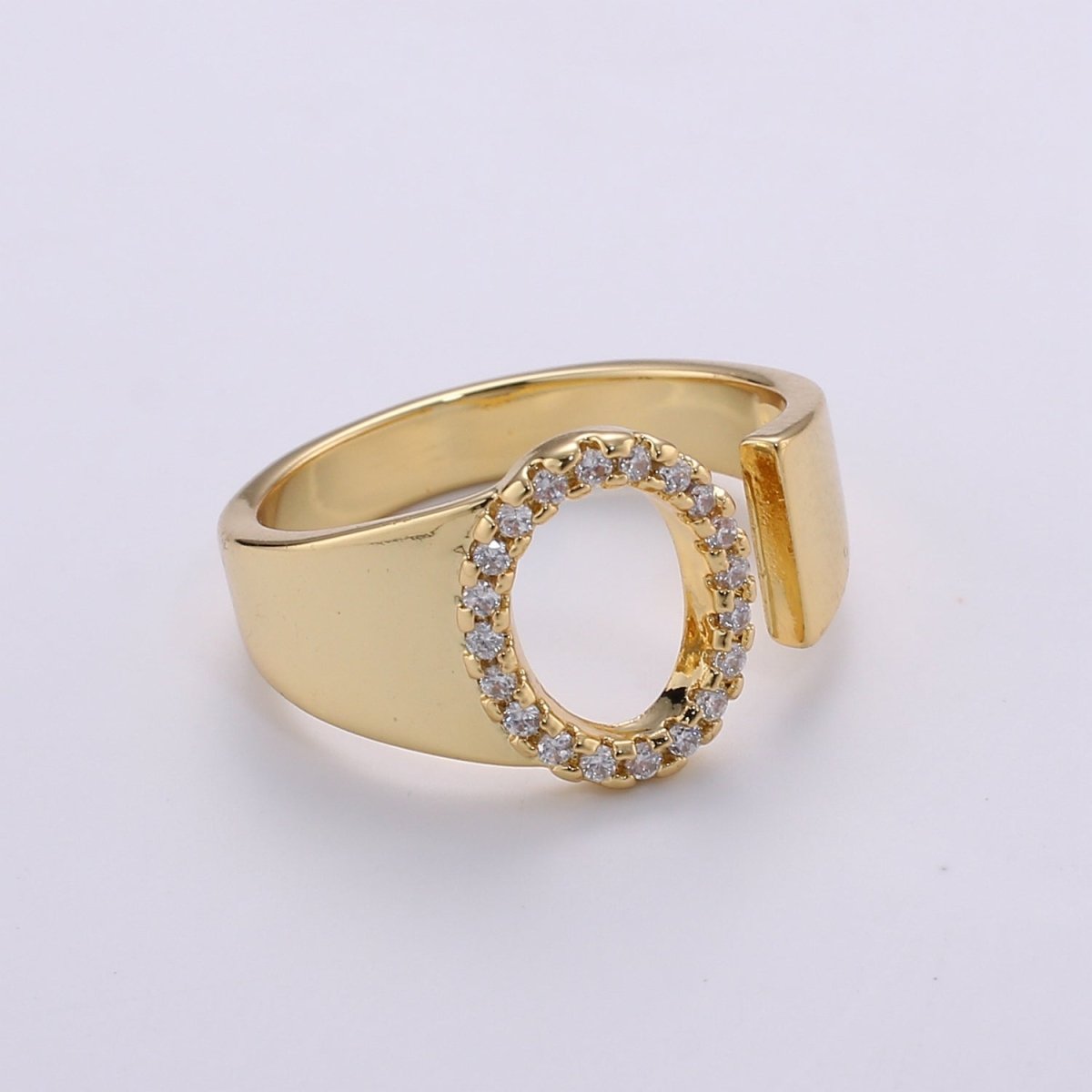 Cz Initial Gold Ring Alphabet Ring Gold Stacking Ring Adjustable Ring Letter Ring Vintage Gold Rings Initial Ring Thumb Ring Open Ring R-396-R-421