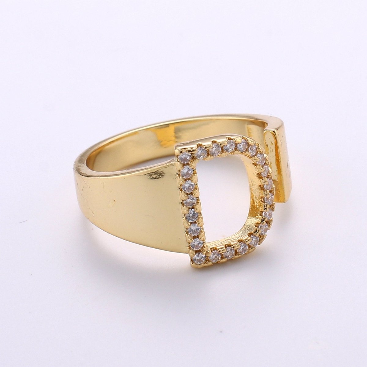 Cz Initial Gold Ring Alphabet Ring Gold Stacking Ring Adjustable Ring Letter Ring Vintage Gold Rings Initial Ring Thumb Ring Open Ring R-396-R-421