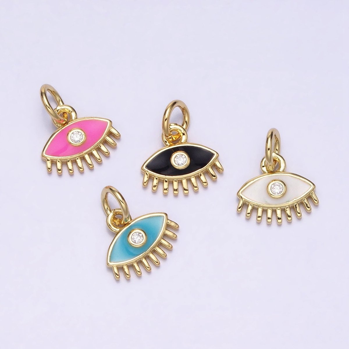 CZ Micro Pave Enamel Evil Eye Charm 24k Gold Filled Pendant for Jewelry Making AC560 AC561 AC562 AC565