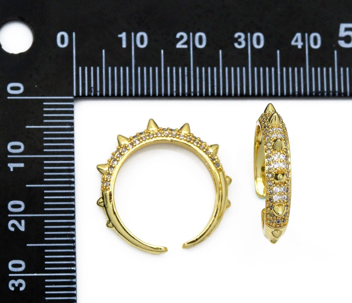 CZ Gold Spike Ring, Sku#LD325