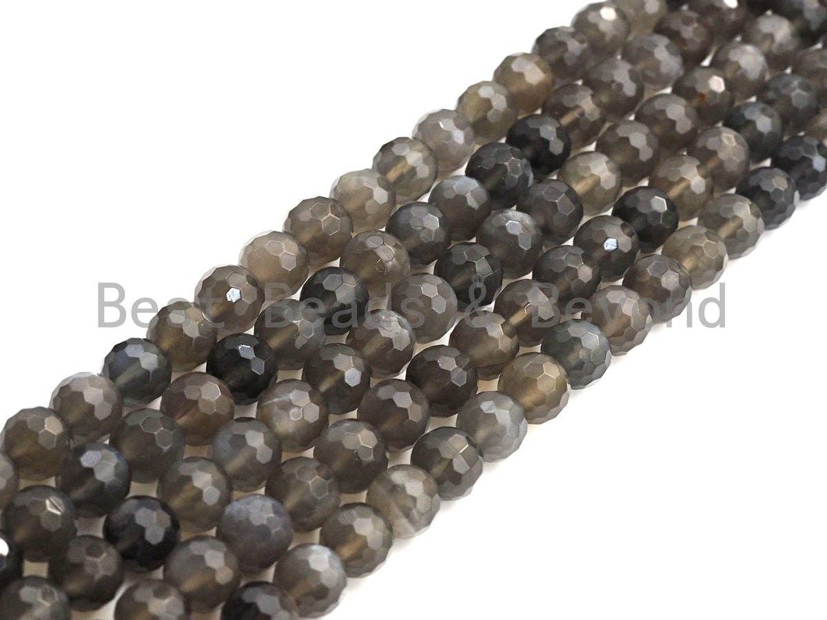 Top Quality Natural Black Moonstone Faceted Beads, 6mm/8mm/10mm/12mm Round Faceted Black Moonstone Beads,15.5" Full Strand, sku#UA64