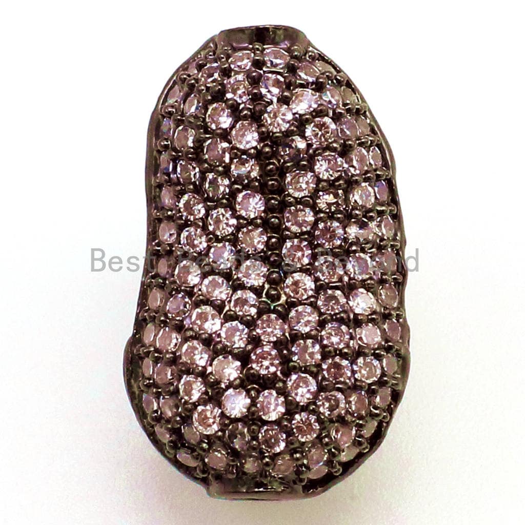 CZ Micro Pave Bean Oval Beads with Clear Crystal for Bracelet/Necklace, Cubic Zirconia Spacer Beads,15x11x6mm, sku#G23C0