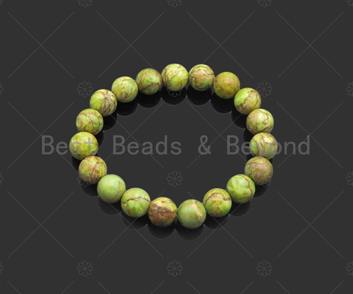 Green African Turquoise Stretchy Bracelet, Sku#U1123