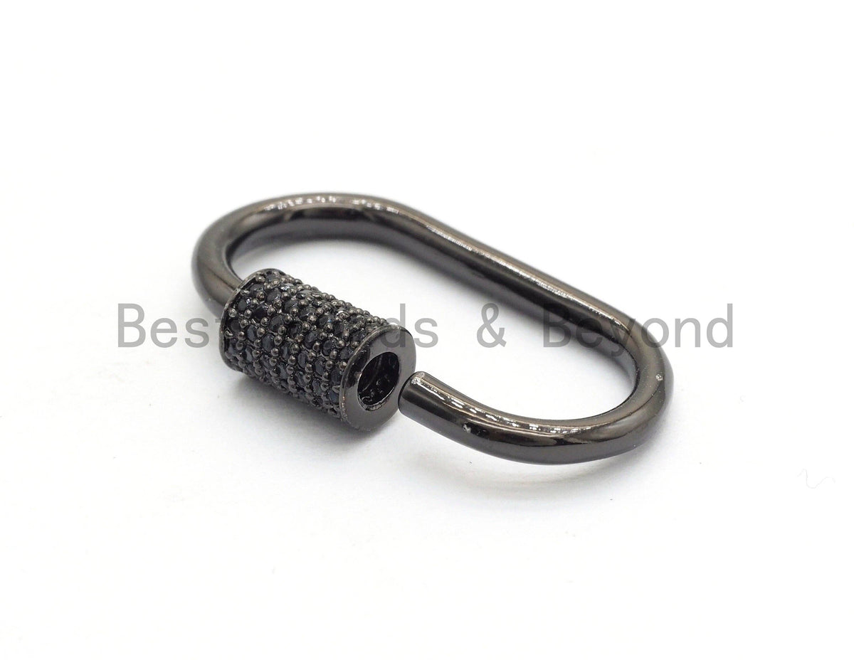 CZ Micro Pave Oval Shape Clasp, Gold/Rose gold/Gunmetal/Silver Plated U Shape Clasp, Pave Carabinar Clasp,14x27mm, sku#H136