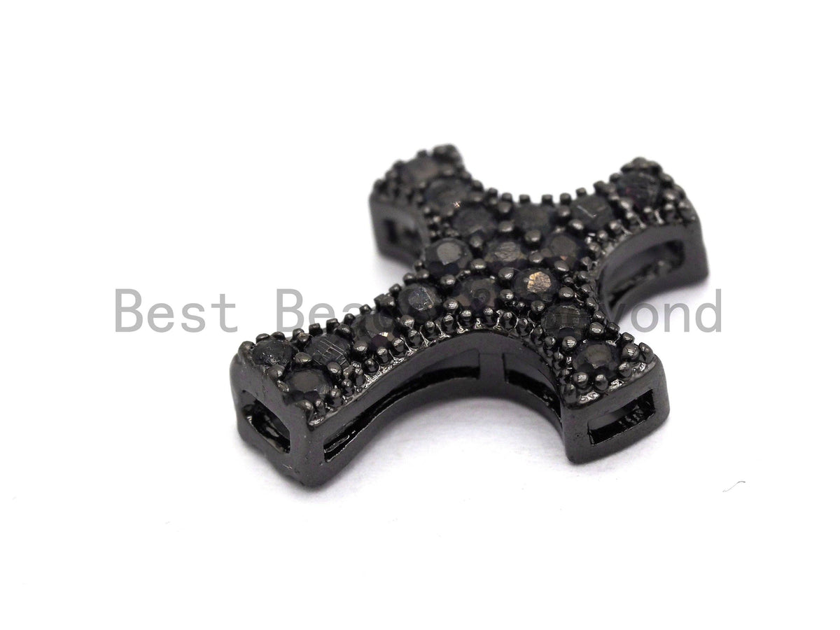 Black CZ Pave On Black Micro Pave Cross Spacer, sku#C100