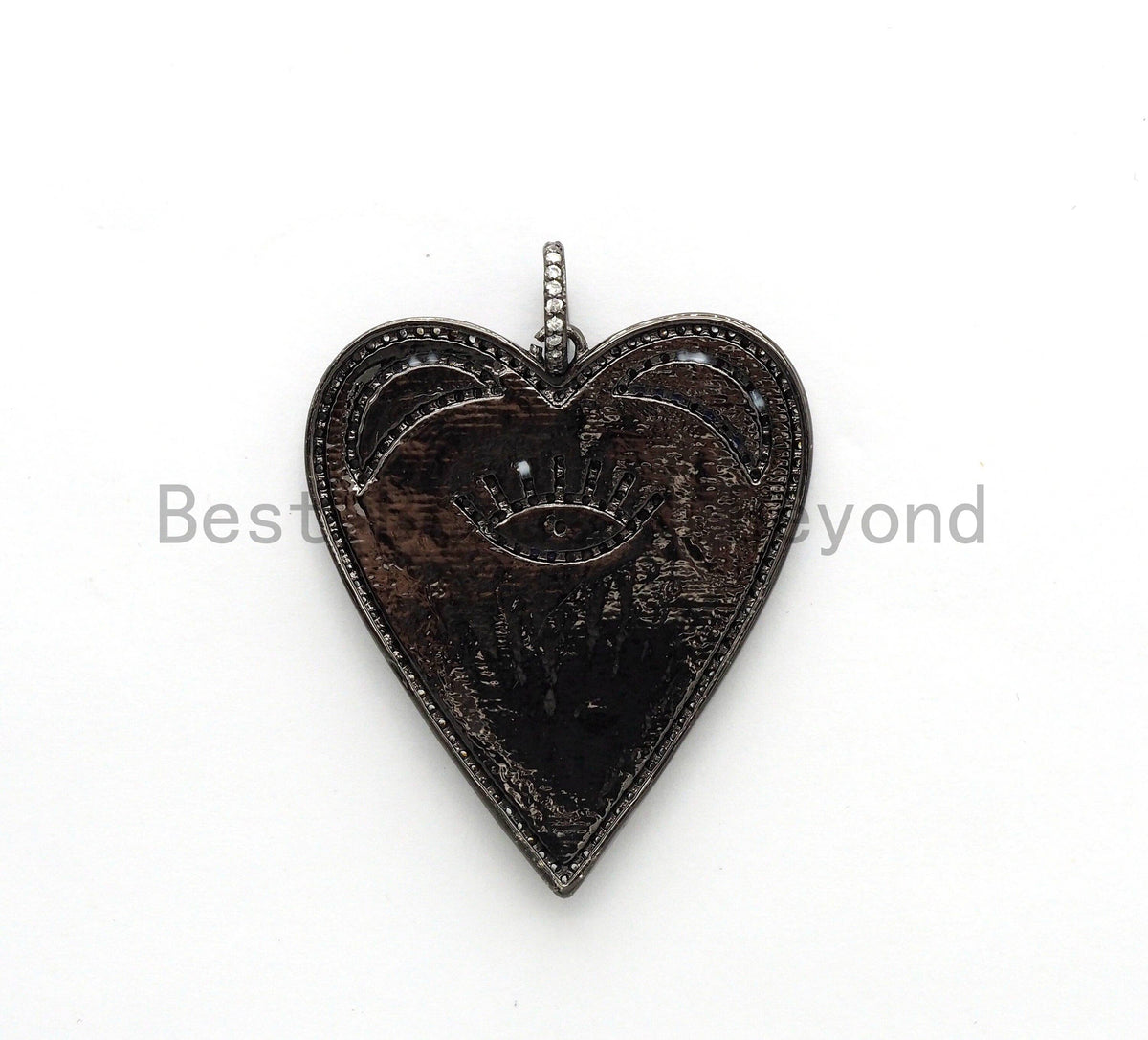 Large Enamel Colorful Heart Shape With Evil Eye Moon Heart Pendant,CZ Micro Pave Oil Drop pendant, Heart Enamel pendant,37x42mm,sku#F579
