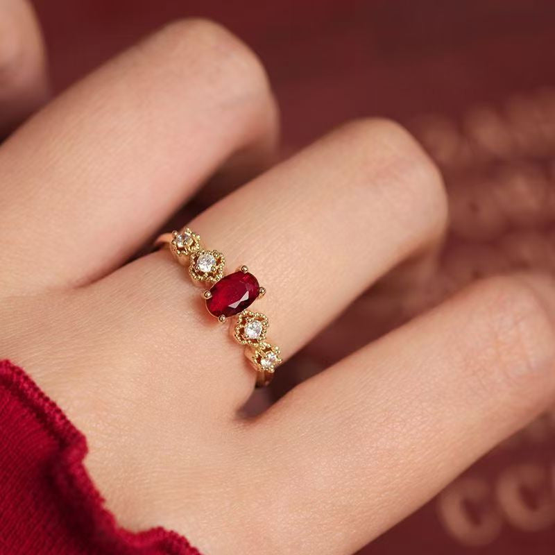 Peridot Vintage Gorgeous Heavy Industry Light Luxury Zircon Full Diamond Ring, Stackable New Style, Shiny Marquise & Round Cut