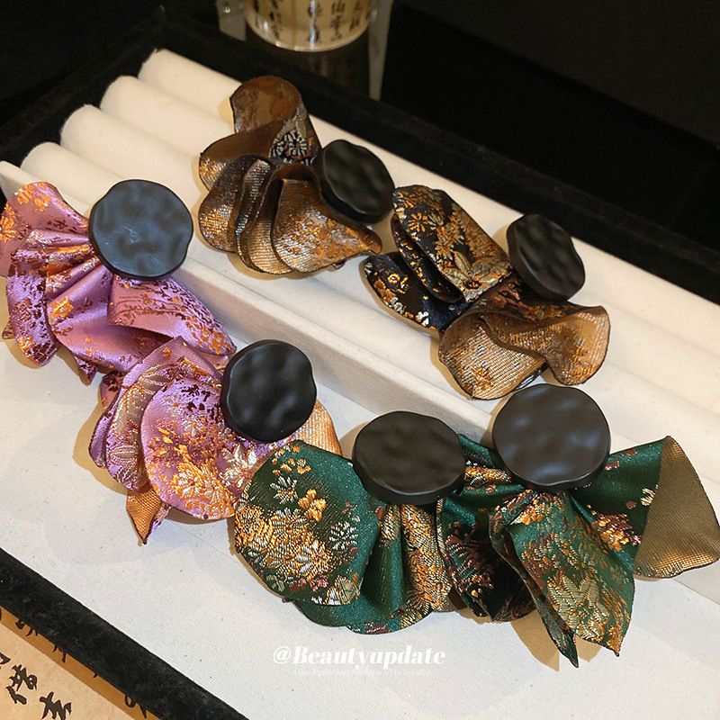 Silver Post Pleated Round Petal Earrings, New Chinese Retro Dangles, Niche Elegant National Trend Jewelry