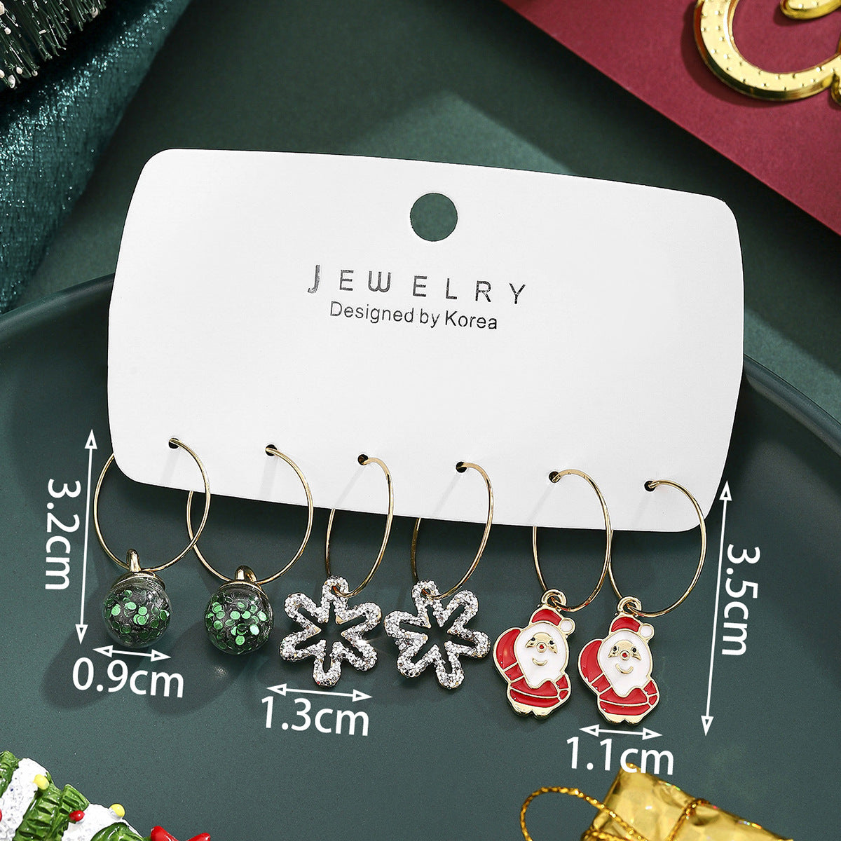 Cross-Border Personalized Christmas Alloy Earrings Christmas Hat Colorful Star Dot Diamond Christmas Tree Elk Gingerbread Man Earrings