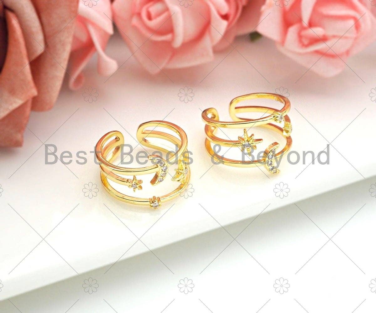Star Moon Ring, Moon Rings, Stars Celestial, Gold Ring, Bridesmaid Gift, Moon Star Galaxy Jewelry, Moon Star Ring, sku#JL24
