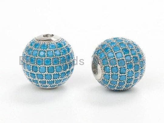 6mm/8mm/10mm/12mm Micro Pave Turquoise CZ Stone Round Ball,sku#G308T