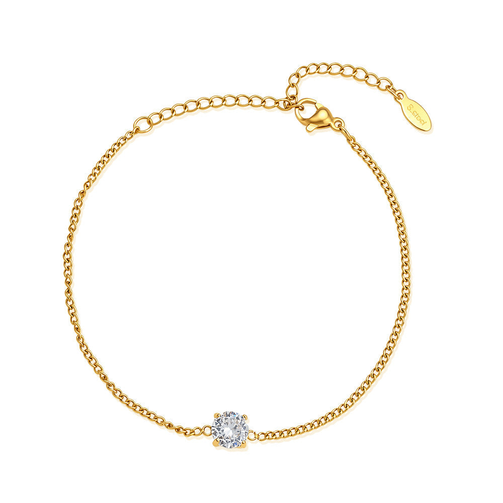18K Gold-Plated Diamond-Inlaid Stainless Steel Zircon Necklace With A Luxurious Finish