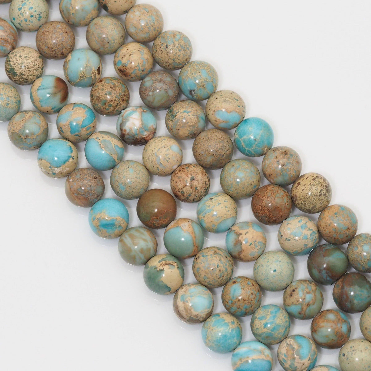 Natural Blue Imperial Jasper, 10mm Round Smooth Beads, Sku#U1605