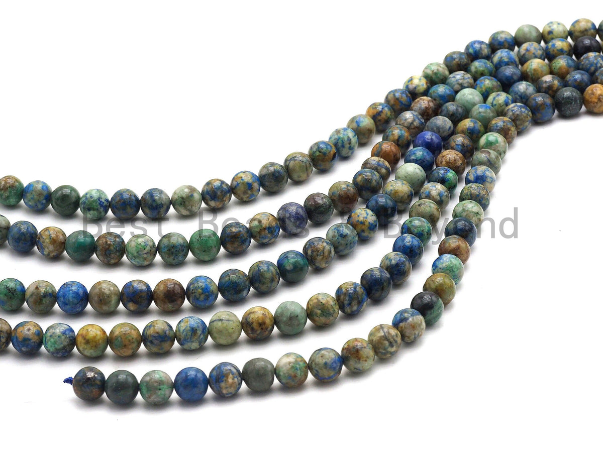 High Quality Natural Chryscolla Lapis Round Smooth Beads,6mm/8mm/10mm/12mm beads,Green Blue Brown Gemstone, 15.5inch strand, SKU#U433