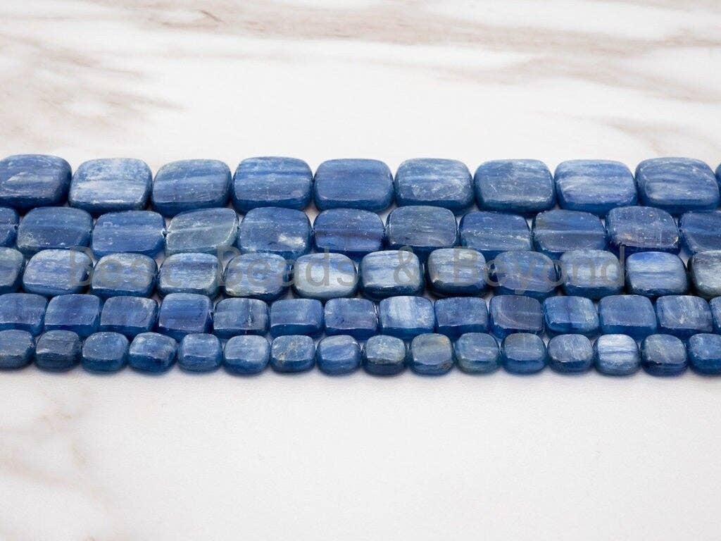 High Quality Natural Kyanite Gemstone beads, 6mm/8mm/10mm/12mm/14mm/16mm/18mm Flat Square Blue Gemstone Beads, 15.5" strand, SKU#U4