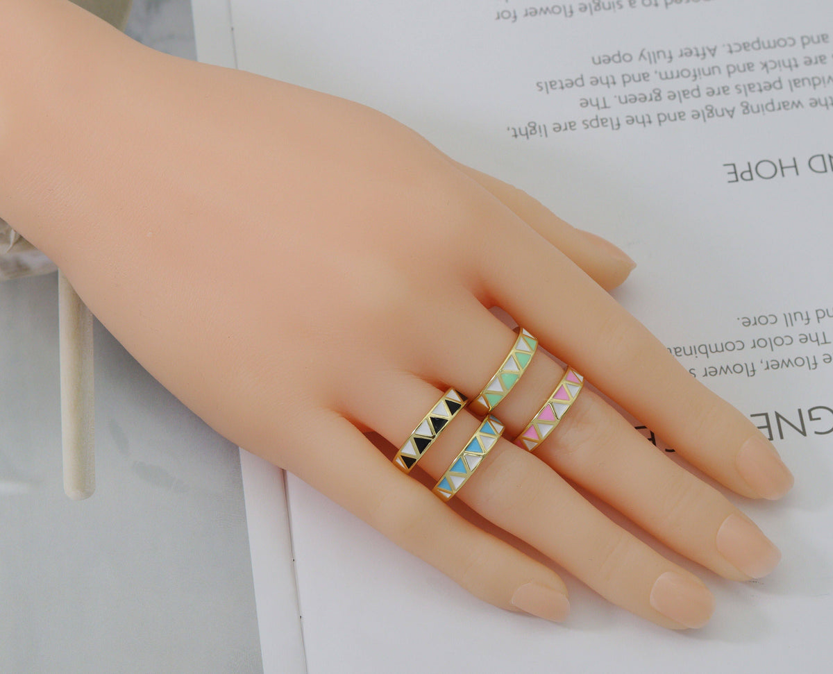 Enamel Triangle Adjustable Ring, Sku#X328