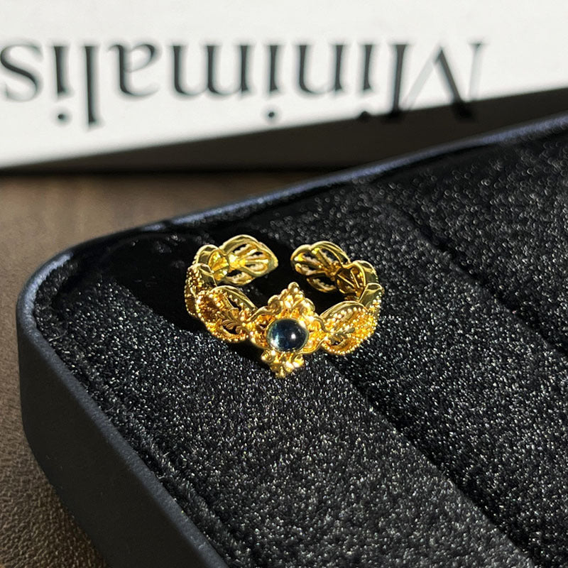 Retro Cold Tone Geometric Micro Rhinestone Paved Open Ring, Unique Niche Design Fashion Finger Jewelry, Versatile Trendy Accessory For Women Daily Wear