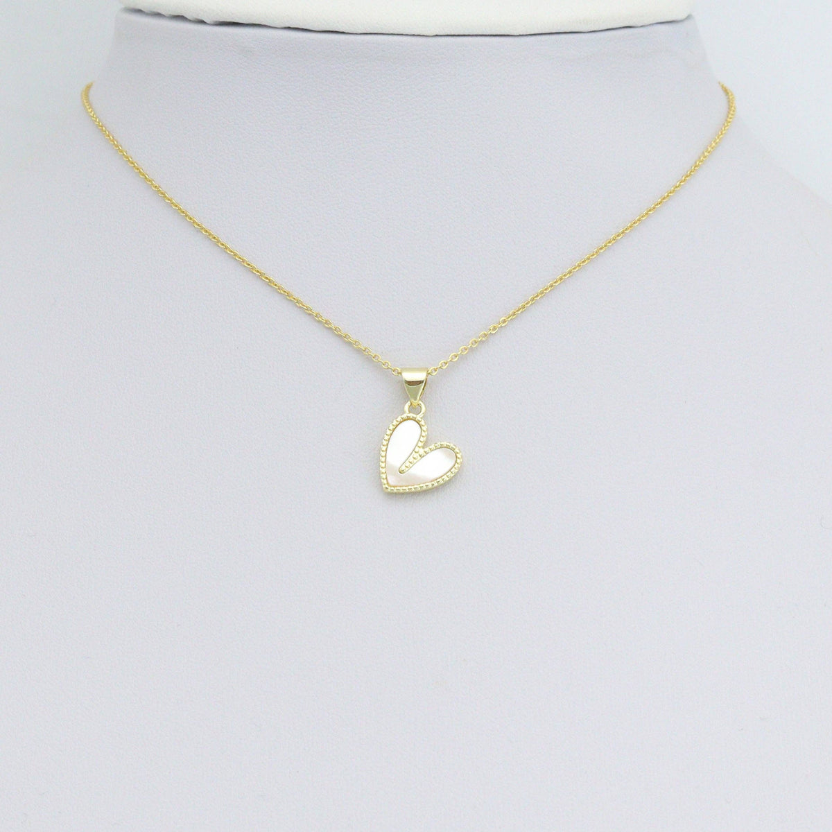 White Mother of Pearl Gold Heart Charm Pendant,Sku#LX878