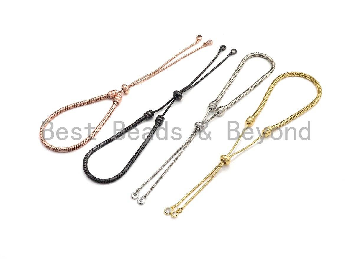 Adjustable Bracelet Chain for Large Hole Beads, Gold/Silver/Rose Gold/Gumetal Bracelet Chain, Pandora Style Slidnig braclet, sku#C111