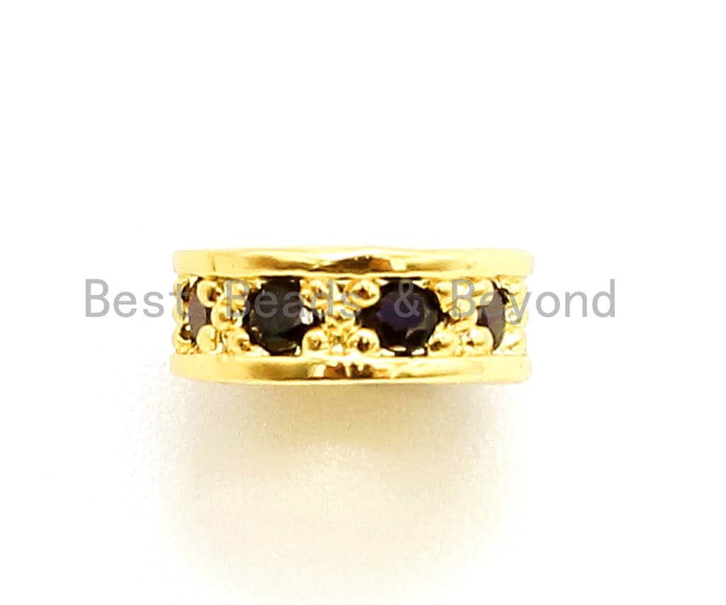 CZ Black Micro Pave Cylinder Spacer Beads, Cubic Zirconia Space Beads, Men's Jewelry Beads, Large hole Beads, 7x2.5mm, sku#G78
