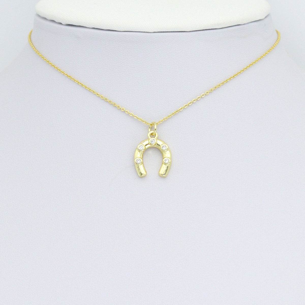 Clear CZ Gold U Shape horseshoe Charm Pendant,Sku#LD717