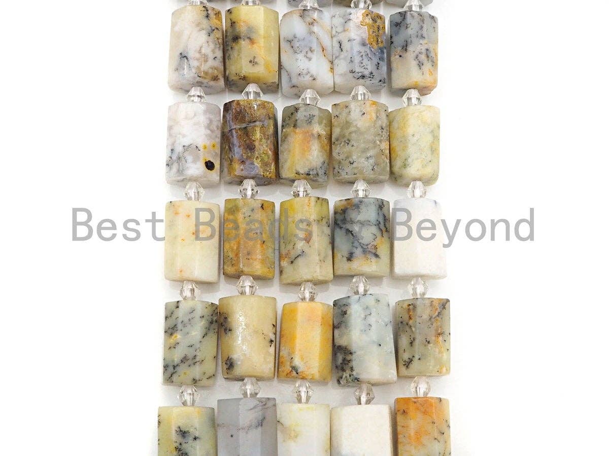 High Quality Natural Dentric Opal Cylinder Facted Beads, Natural Opal beads, 12x18mm, sku#U668