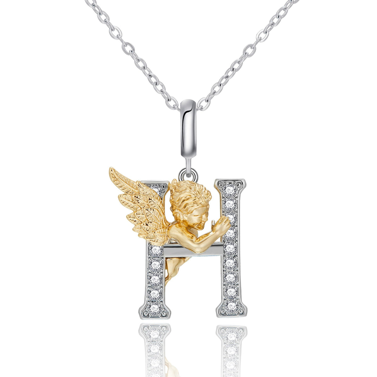 New Copper-plated White-gold Letter Pendant Mens And Womens Stainless Steel O-shaped Necklace
