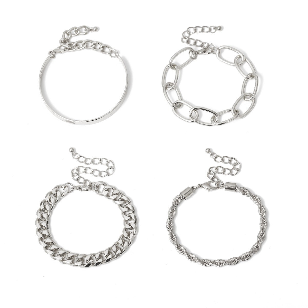 Smooth C-shaped mixed twist chain thread exaggerated O-shaped bracelet