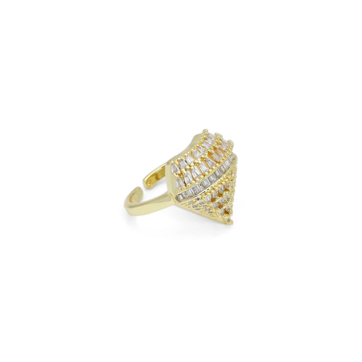 Clear/Colorful CZ Baguette Diamond Shape Statement Adjustable Ring, Sku#LX544