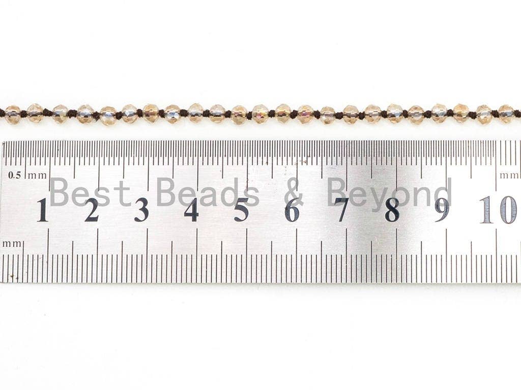 60/36 Long Hand Knotted Crystal Necklace, Double Wrap Necklace, Light Colorado Topaz Color 2x4mm/5x8mm Faceted Crystal Beads,SKU#D23