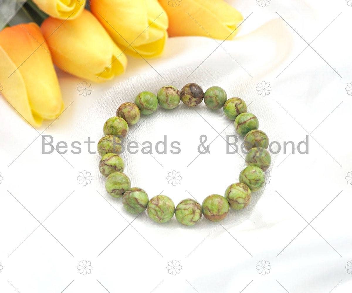 Green African Turquoise Stretchy Bracelet, Sku#U1123