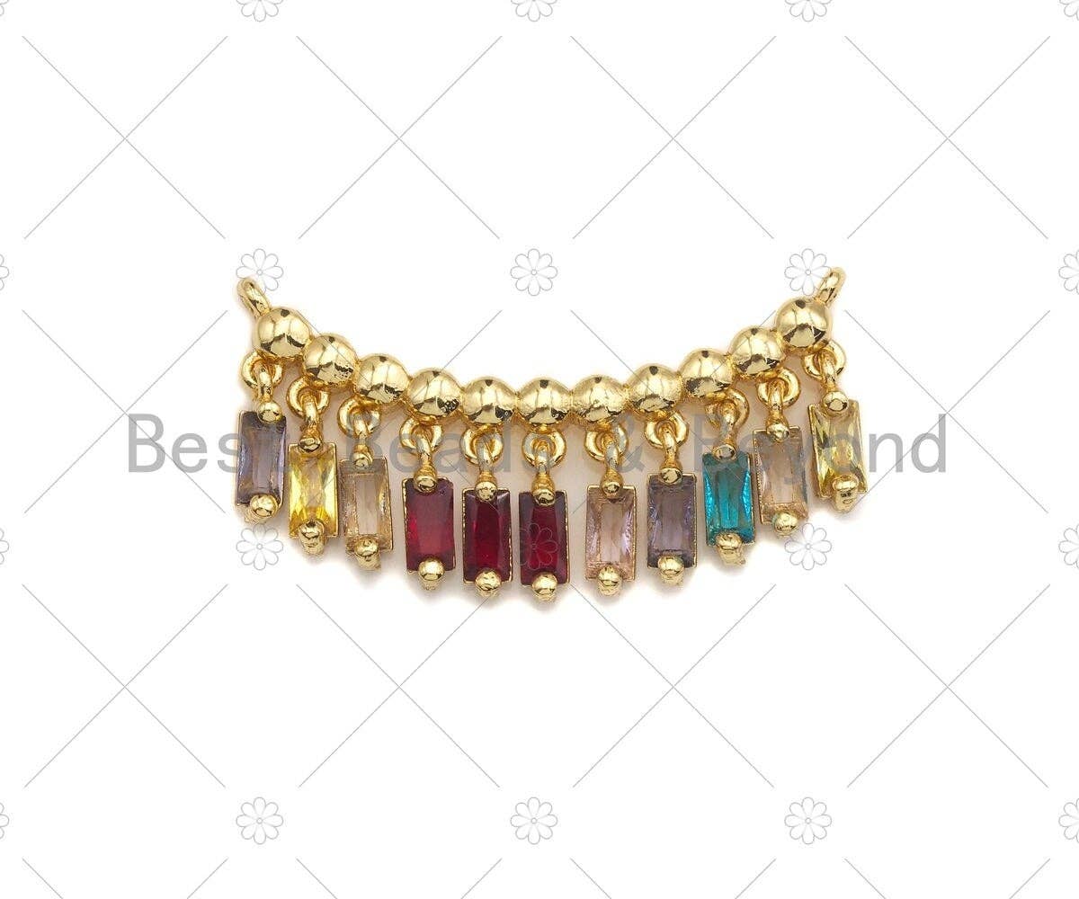 Rainbow CZ Star Bagette CZ Dangle Connector, Princess Cut Dangle,  Star Rectangle Shape Necklace Pendant, 13x36mm, sku#JL01
