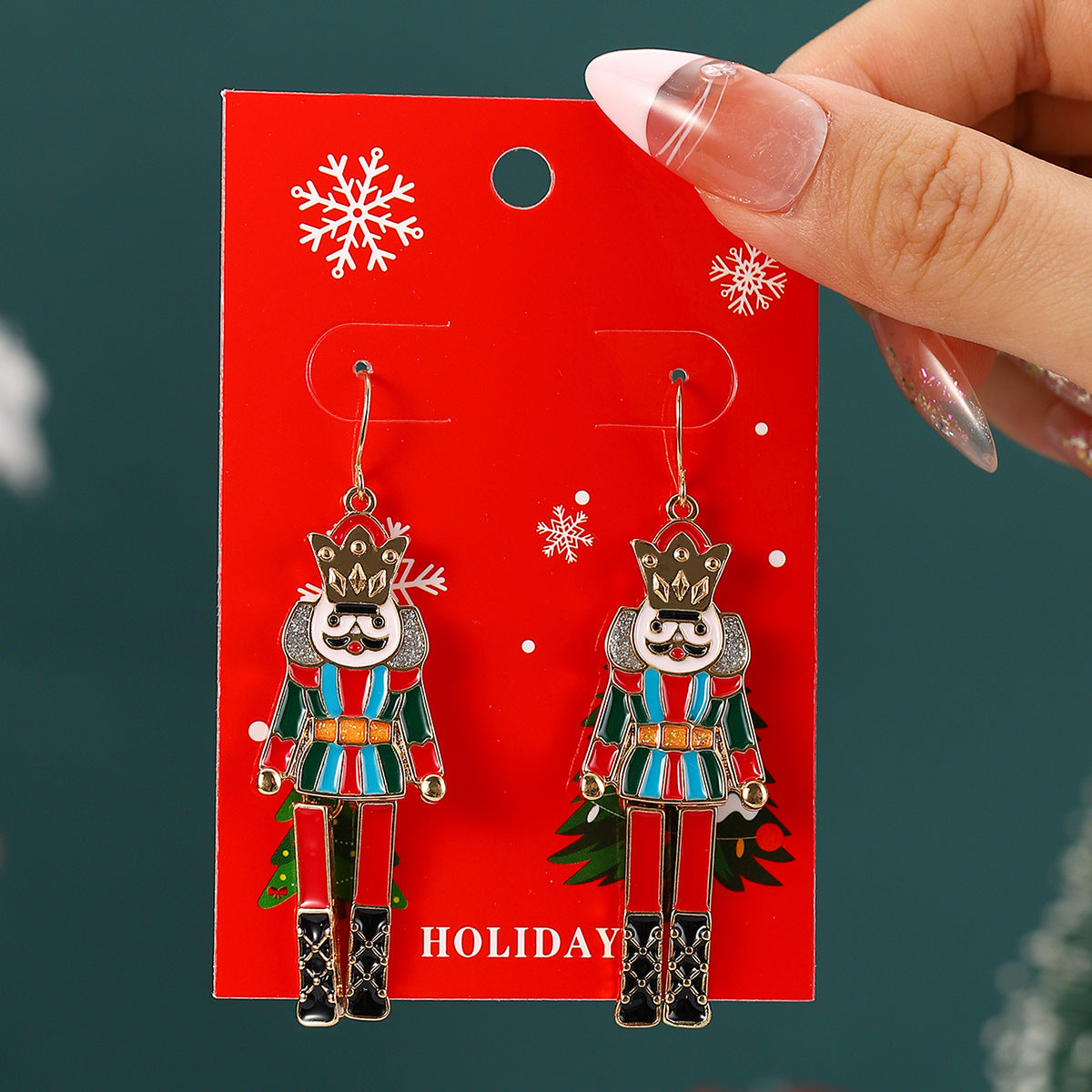 European And American Cross-Border Hot Selling New Christmas Pendant Earrings Cartoon Diamond Alloy Material Christmas Earrings Series Wholesale