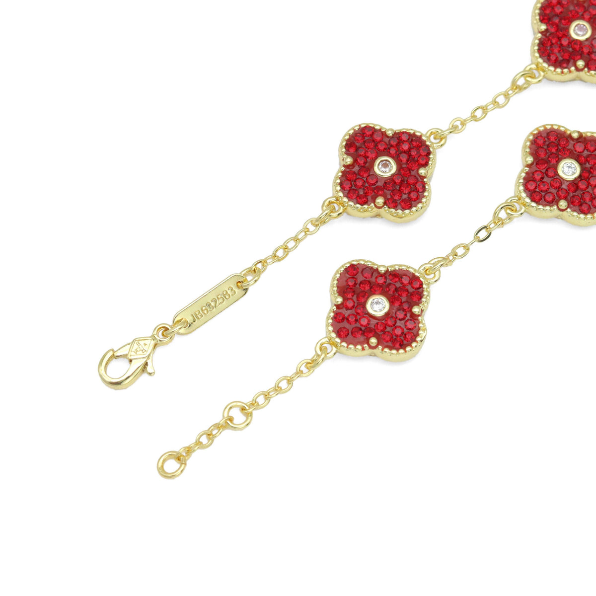 White Black Red Double Sided Flower Adjustable Bracelet, Sku#FH231