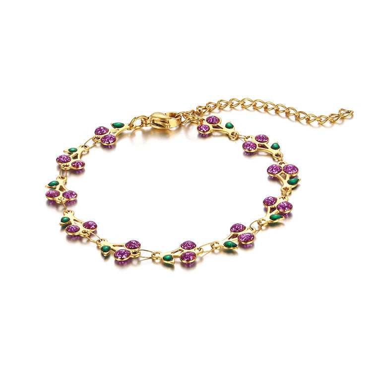 Cross-Border Popular Retro Bohemian Style 14K Gold Painted Oil Dripping Geometric Bracelet Necklace Ins Stainless Steel Jewelry