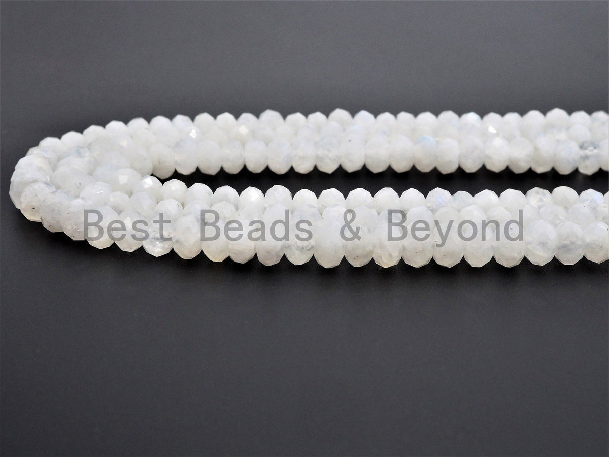 High Quality Natural Moonstone Rondelle Faceted beads,2x4/4x6/5x8mm Sparkly White Gemstone Beads, White Moonstone, 16inch strand, SKU#U375