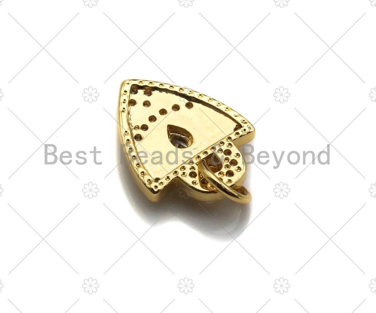 Dainty CZ Micro Pave Evil Eye On Shield Shape Charm/Pendant, Heart Shape Charm, Gold Lock Pendant, Gold plated charm, 13x11mm, Sku#JL11