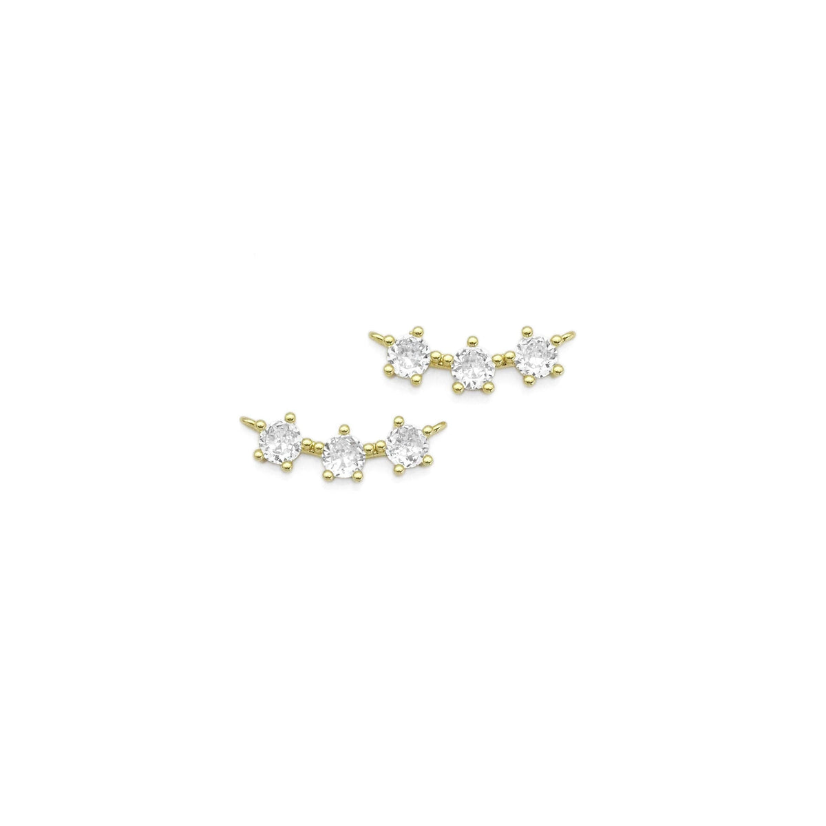 Gold Three Star Clear CZ Connector Charm, Sku#LK868