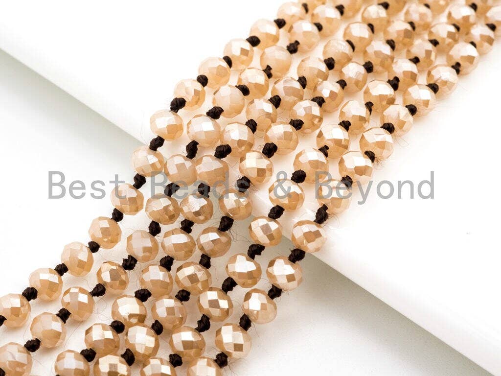 60 EXTRA Long Knotted Gold Champagne Color Crystal Necklace, Extra Long/Double Wrap Necklace, Champagne Color 2x4mm Rondelle Beads, SKU#D14