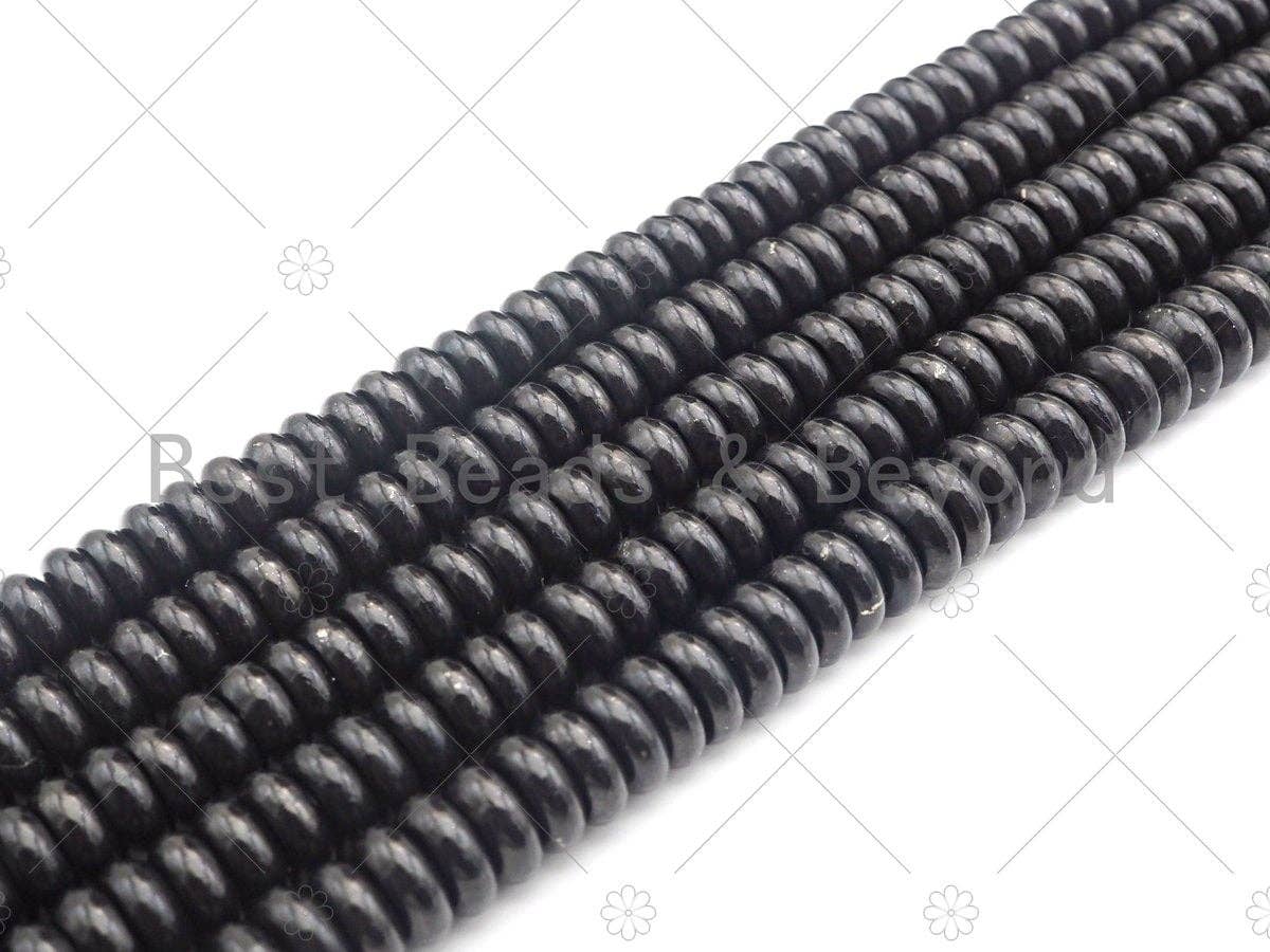 Top Quality Rondelle Shape Shungite, Smooth Rondelle Shungite, Healing Stone,Genuine Shungite 3x6mm/5x10mm, 15.5" Full Strand, Sku#U984