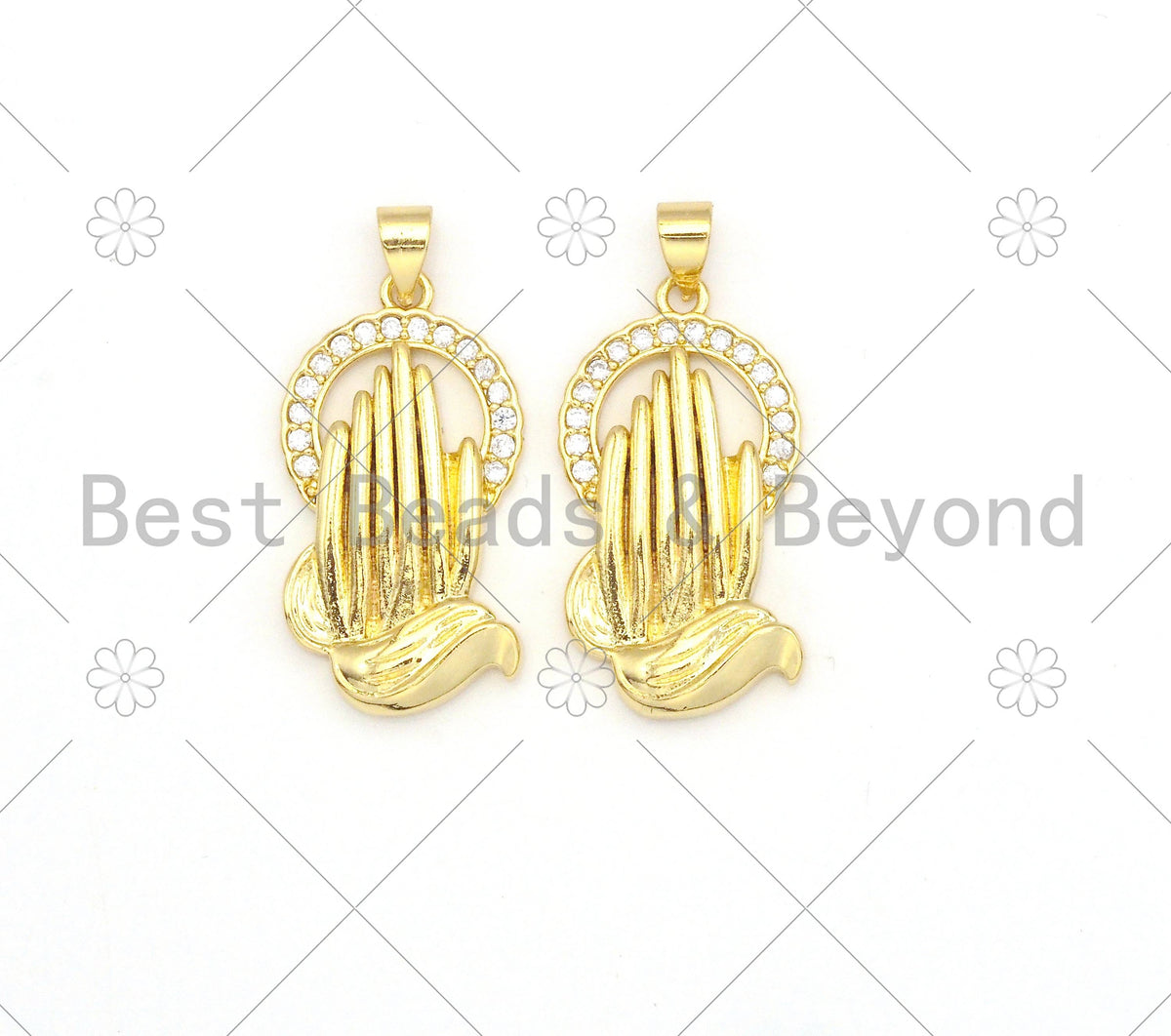 CZ Micro Pave Hand With Round Ring Shape Pendant/Charm,18K Gold Filled Hand Charm, Necklace Bracelet Charm Pendant,15x28mm,Sku#LK376