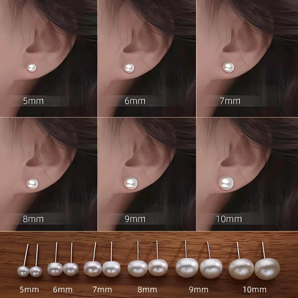 Natural Freshwater Pearl Stud Earrings, 5A No Blemish, S925 Sterling Silver, Hypoallergenic High Luster Jewelry Gift for Her