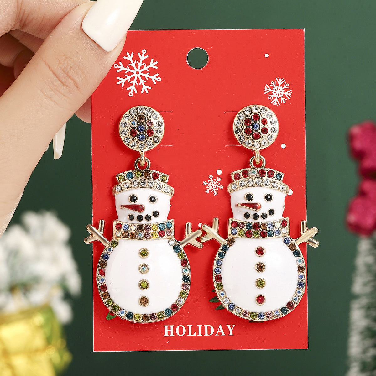 European And American Cross-Border Hot Selling New Christmas Pendant Earrings Cartoon Diamond Alloy Material Christmas Earrings Series Wholesale